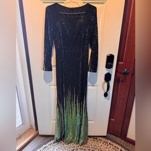 SHEIN Black and Green Long Sleeve Sequin Dress